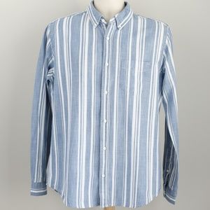 Mens Aéropostale Long Sleeve Chambray Shirt Size M Blue White Stripe Cotton NWOT